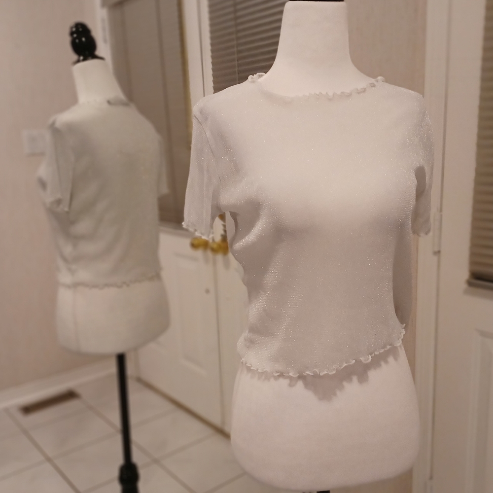 $4 Add-on Sheer Sparkly Cover-up Top - Size Small
